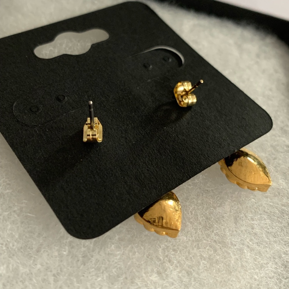 Vintage 1989 AVON Goldtone Blue Rhinestone Victorian Pierced Earrings - Picture 6 of 13